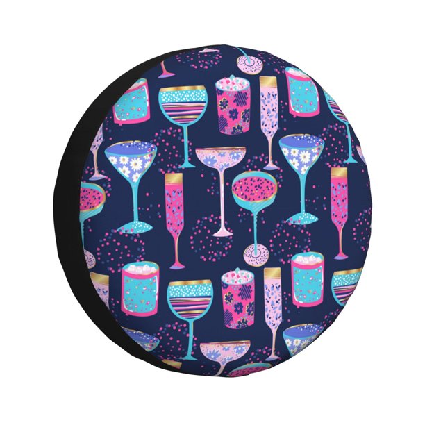 Balery Wine Glasses And Cocktails Cubiertas para Neumáticos - Protector Resistente para Neumáticos de Camioneta, SUV, Remolque, Camper y RV-17 inch