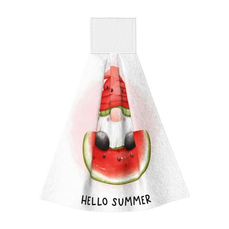 

Disketp Watermelon Gnome Hanging Kitchen Towel Tie Towels Tea Bar Dish Cloths Dry Towel for Laundry Room Decor (18*14in)