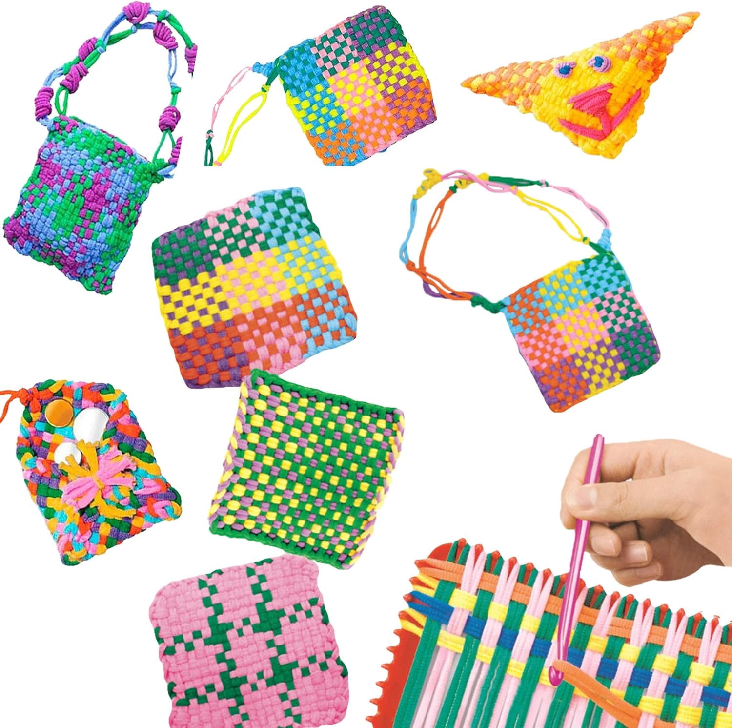 3bags 96 Pcs 8 Colors Potholder Loops Elastic Weaving Loom Loops Multiple Colors Craft Loops Refil for DIY Crafts Supplies Colorful DIY