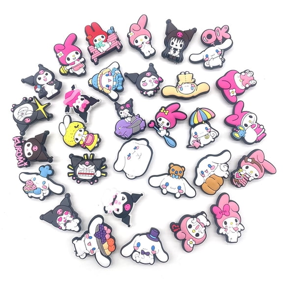 30-Piece Sanrio PVC Shoe Charms Pack, No-Repeat Cute Cartoon Shoes Decorations for Unisex