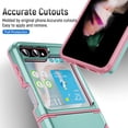 thumbnail image 7 of Cowithday for Samsung Galaxy Z Flip 6 Case, 2 in 1 Hard PC + Soft TPU Back Shell Heavy Duty Military Drop Protection Rugged Dual Layer Shockproof Hybrid Case for Galaxy Z Flip 6, Green+Pink, 7 of 7