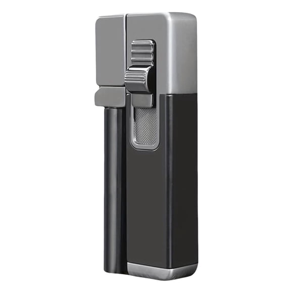 Briquet à Flamme 2 en 1 Incliné en Métal Coupe-Vent Rechargeable Flamme Réglable Prise Ergonomique pour Tuyaux Cigares Voyage en Plein Air Usage Quotidien
