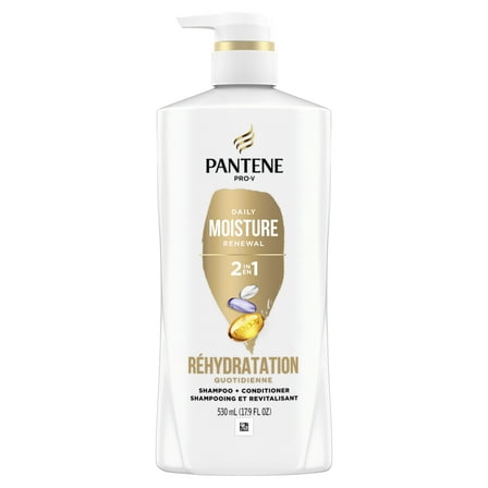 Pantene Pro-V Daily Moisture Renewal 2 in 1 Shampoo and Conditioner, for All Hair Types, 17.9 fl oz