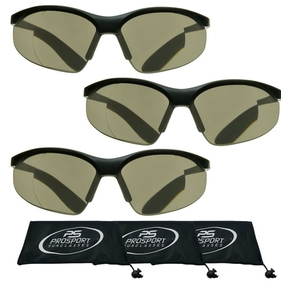 proSPORT Safety Readers Reading Glasses Wrap Men Women Black 3 Pairs NOT BIFOCAL