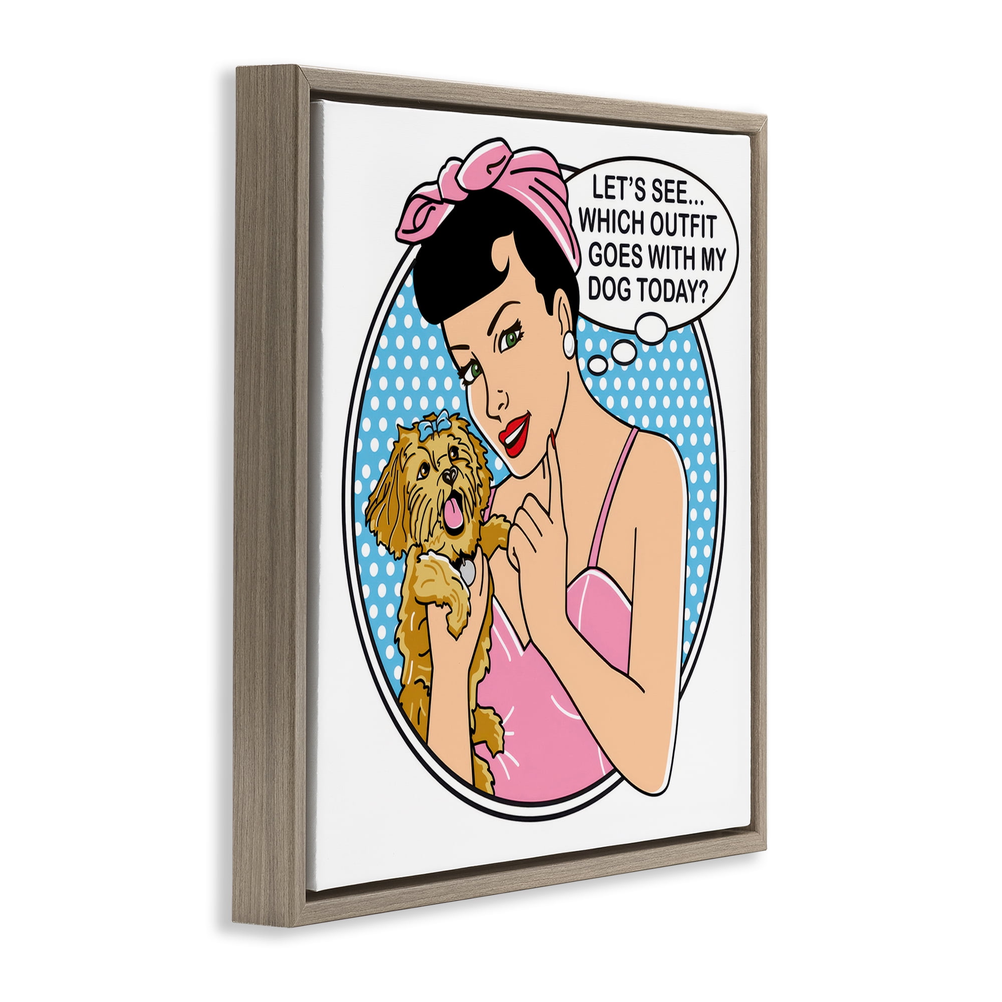 Stupell Industries Which Outfit with Dog Animals Painting Brown Floater Framed Canvas Art Print Wall Art, 18 x 18
