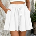 thumbnail image 5 of TAGOLD Women Casual Pants Solid Color Loose Side Drawstring Casual Shorts Functional Storage Pockets Elastic Waist Summer Beach Vacation Bottoms, 5 of 5