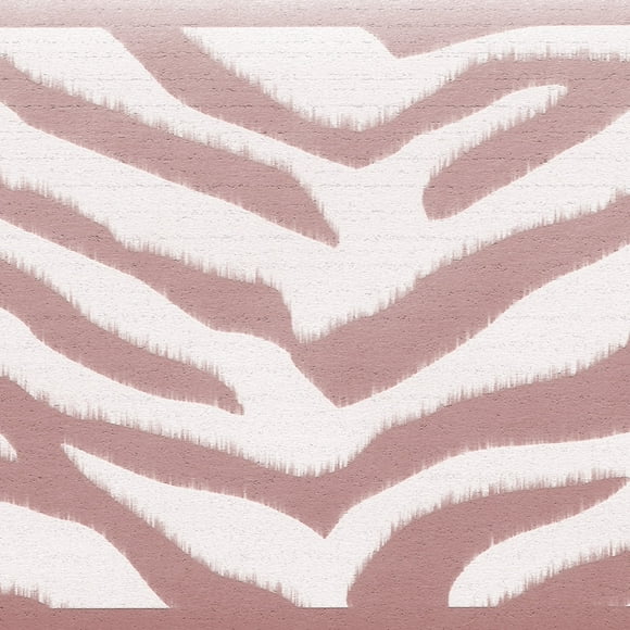 Dundee Deco's Peel and Stick Wallpaper Border - Abstract Pink White Zebra Print Wall Border Retro Design, 15 ft x 7 in (4.57m x 17.78cm), Self Adhesive