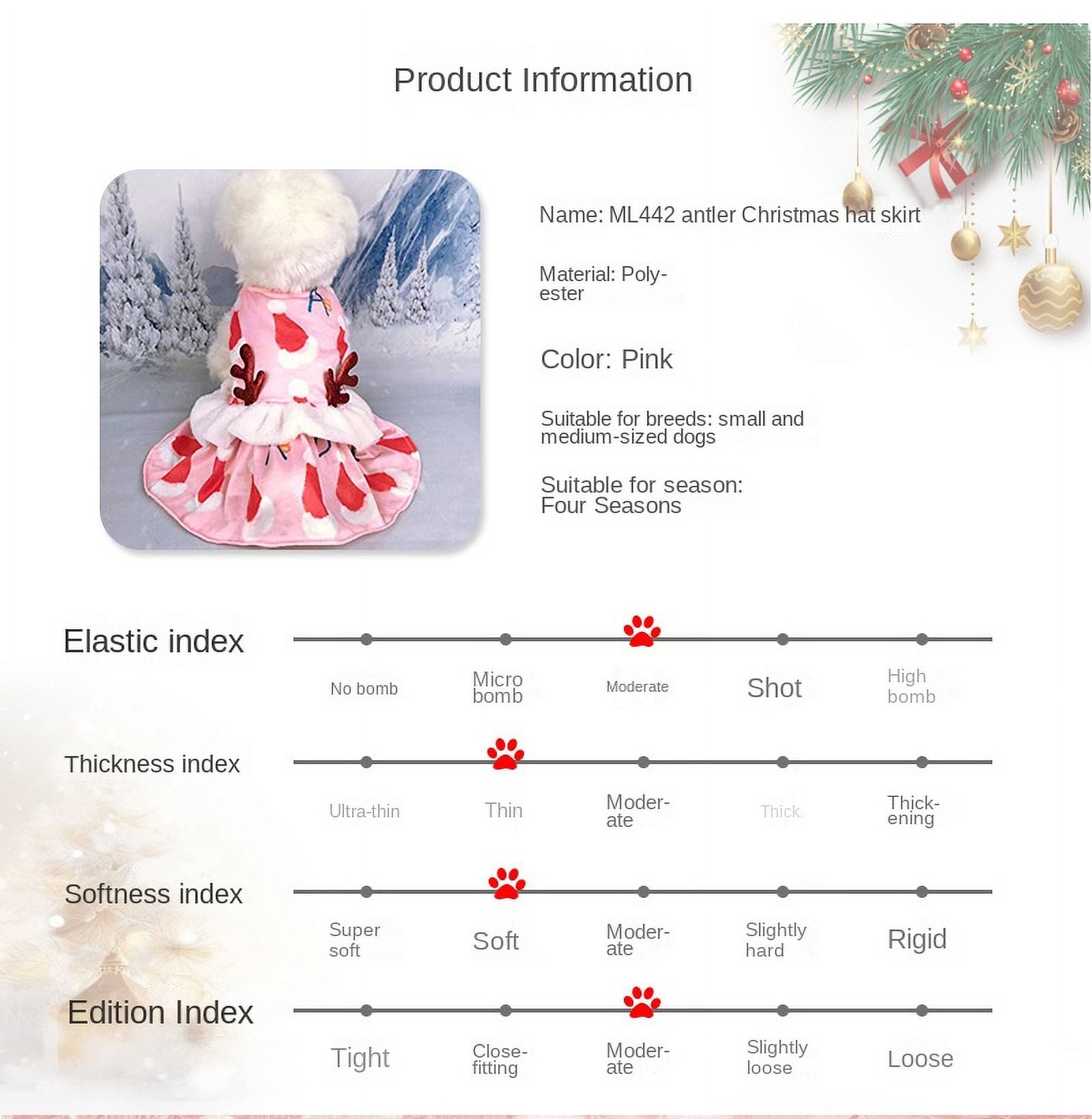 Pet Christmas, Dog Clothes, Christmas Skirt, Winter New Year's Clothing, Pet Clothes, Clothing