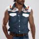 thumbnail image 1 of Camiseta sin mangas con cuello vuelto para hombre, estilo informal, a la moda, con estampado, cuello vuelto, sin mangas, bolsillos, deportiva, de poliéster, 1 of 5