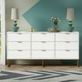 thumbnail image 5 of Eclife Wood 9-Drawers Dressers, Herringbone Texture Chest of Drawers TV Stand for Adult Bedroom, White, 5 of 8