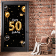 thumbnail image 6 of Black Background Happy 50th Birthday Banner with Golden Balloons Crowns Stars and Cakes Party Decoration Backdrop for Birthday Parties Photography Props Celebrations, 6 of 7