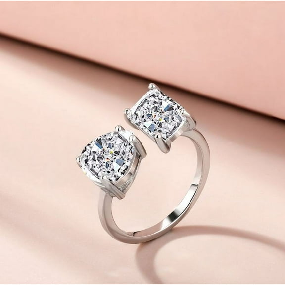 Eclet Jewels 2 Ct Pear Cut Lab Created Simulated Diamond - 14K White Gold Plated Rings - 2 Stone Engagement Wedding Toi Et Moi Rings for Women's - Latest Engagement Diamond Ring for Women's
