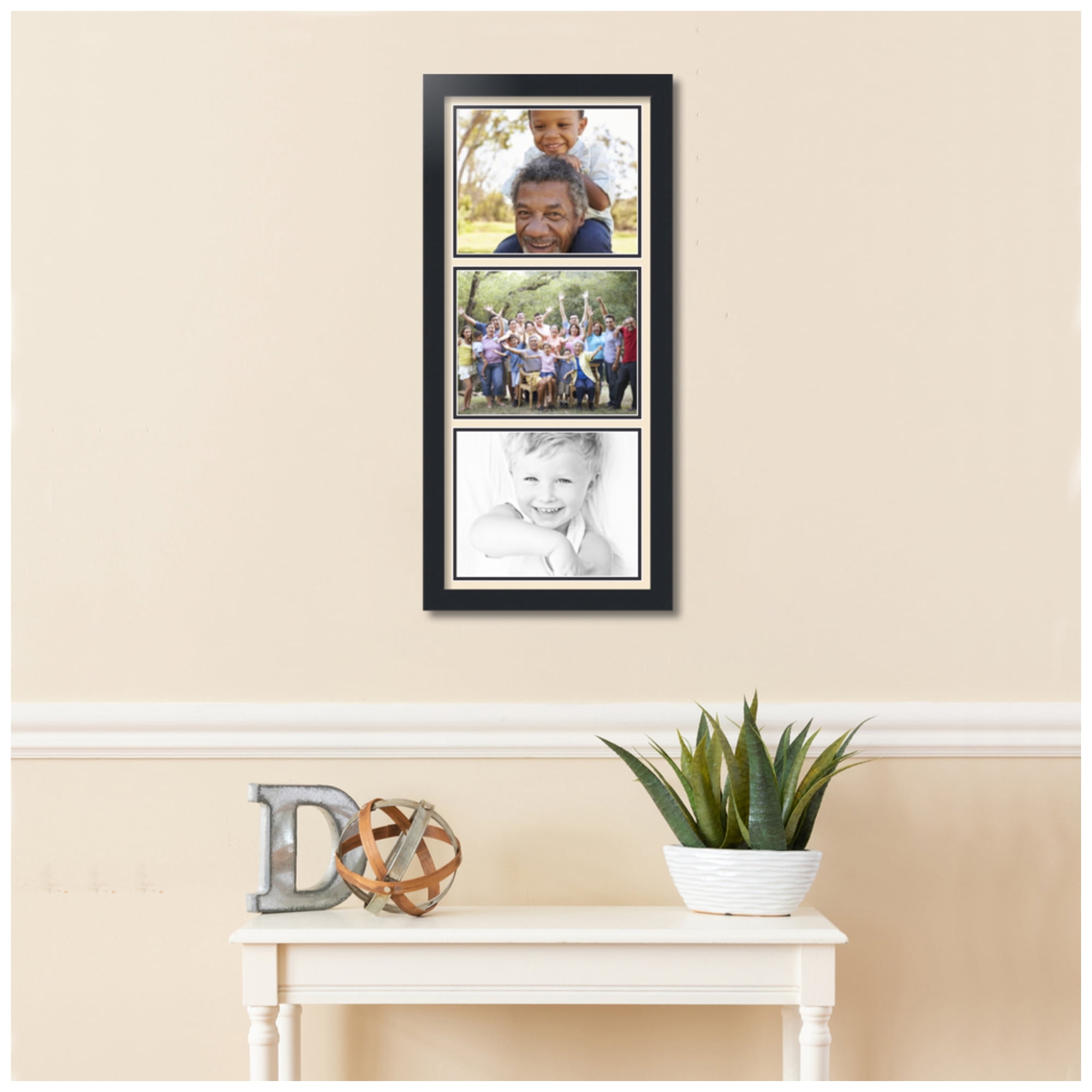 ArtToFrames Collage Photo Picture Frame with 3 - 8x10" Openings, Framed in Black with Alabaster and Black Mats (CDM-3926-1052)