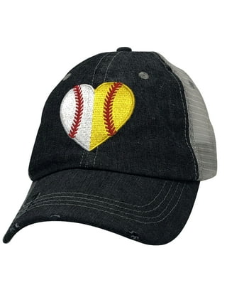 Baseball & Softball Hat Heart Patch for Cap Softball Mom 