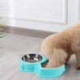 thumbnail image 3 of Gato y perro alimentación lenta doble tazón anti-hinchazón con alfombra antideslizante para gatos y perros pequeños-azul (azul) Feliz Sencillez, 3 of 5