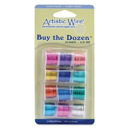 UPC: 0035926106505 | Artistic Wire Silver Plated Copper Craft Wire – Buy-The-Dozen Assorted Colors 20 Gauge 9 ft Set of 12