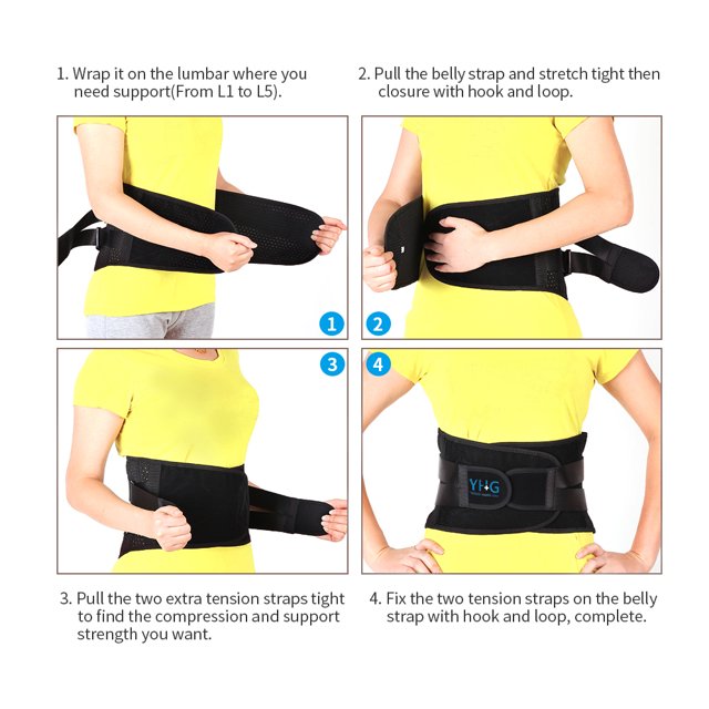 Faja Lumbar, Cómodo y Transpirable Doble Presurización Cinturón de Faja Ortopedica Lumbar con Correas de Compresión Ajustables, Adecuado para Aliviar el Dolor en la Espalda Baja Saludable Octpeak NO