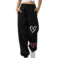 thumbnail image 2 of WREESH Womens Sweatpants Fashion Fall Winter Fitness Sport Relaxed Loose Printing Elastic Waist Long Sweatpants Black, 2 of 6