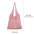 thumbnail image 3 of Bolso de hombro tejido Para mujer Likrtyny Bolsa de compras de gran capacidad rosa, 3 of 4