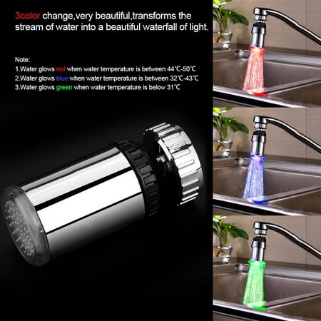 

Led Sink Faucet Led Tap Led Basin Faucet 360° Rotating 3 Color Change LED Sink Basin Faucet Kitchen Water Tap Temperature Sensor