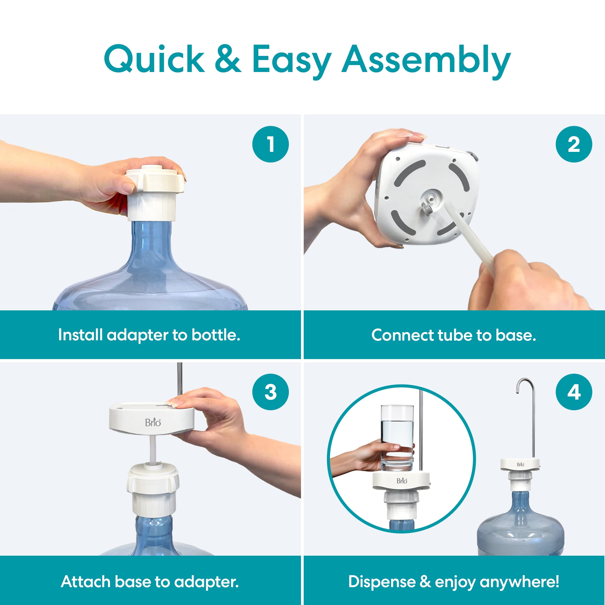 Brio Portable USB Rechargeable Electric Water Dispenser Pump for Countertops & Bottles
