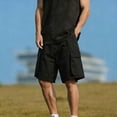 thumbnail image 2 of cllios Men's Big and Tall Cargo Shorts with Pockets Loose Fit Drawstring Waist Outdoor Short Summer Casual Shorts Black L, 2 of 7