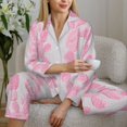 thumbnail image 6 of Pajama Sets for Women 2 Pcs, pink Cactus Pattern Button Down Long Sleeve Sleepwear Lounge PJ Sets, 6 of 6