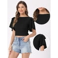 thumbnail image 2 of DARING DIVA Changeable Neckline Flutter Sleeve Crop Top XL Black, 2 of 6