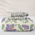 thumbnail image 5 of jejeloiu Retro Floral Twin Quilt Set For Girls,Mid-Century Pattern Twin Coverlet Set,Purple Green Cream,2-Piece, 5 of 7