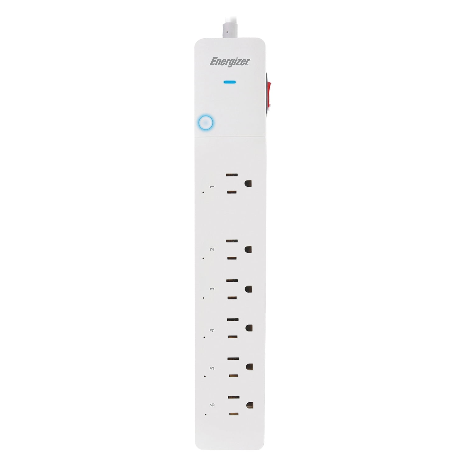 Energizer Connect EIS3-1004-WHT Smart Wi-Fi 6-Outlet Surge Protector, 6-Ft. Cord Length