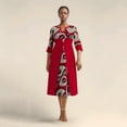 thumbnail image 5 of Bintarealwax African Dress for Women Print Three Quarters Sleeves High Waist A Line Ankara Dress Elegant WY11037, 5 of 5