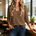 thumbnail image 4 of Horkkom V Neck Sweaters for Women Solid Color Pullover Sweaters Casual Loose Trendy Fall Sweaters XXL, Gifts for Women, 4 of 7