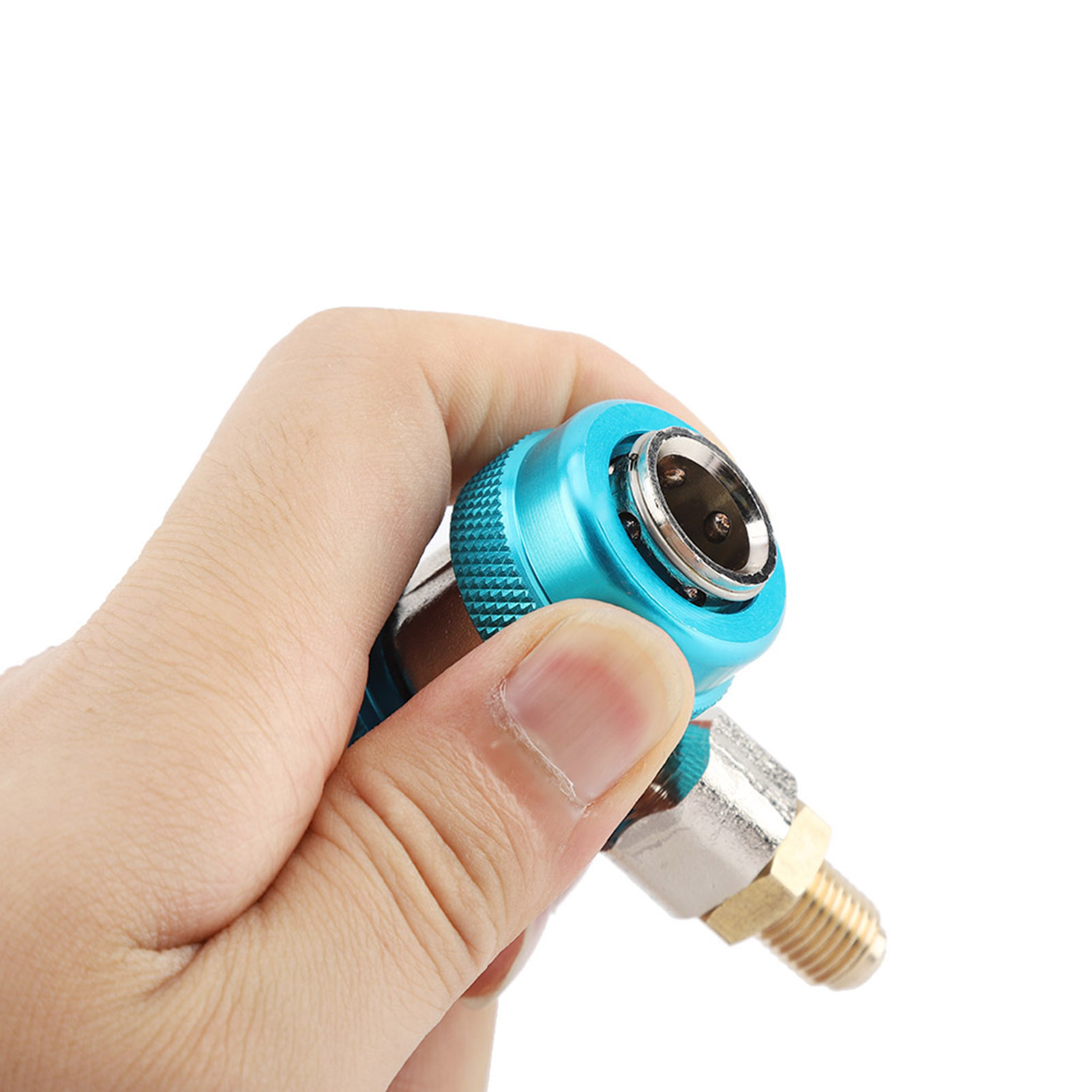 R134 Quick Coupler Adapter, AC Low High Quick Connector Conditioning Extractor Valve Core, AC Hose Fittings[Blue low pressure] - image 3 of 9