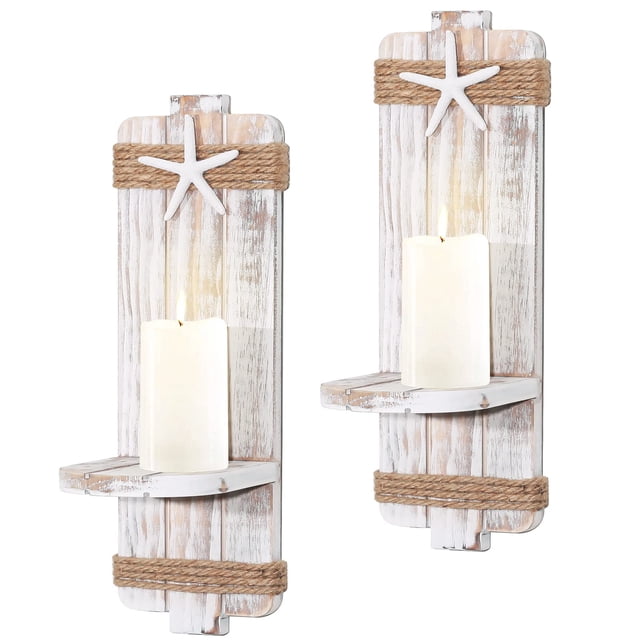 Candelabros de pared SUJUN con forma de estrella de mar envejecida, 13 x 40 cm