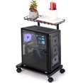 thumbnail image 6 of Computer Tower Stand, 2-Tier Mobile CPU Tower Stand w/ Wheels & Basket for Home, 6 of 10