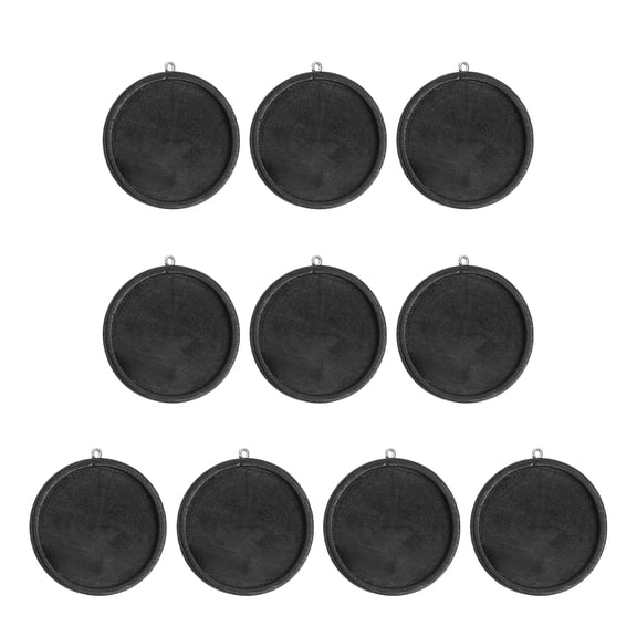 Uxcell 10pcs Pendant Trays, 40mm Round Wooden Pendant Base Cabochon Setting Blank Frame Tray Bezels for Jewelry Making DIY Crafts Photo, Black