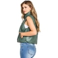 thumbnail image 4 of Love Tree Women's Juniors Faux Leather Puffer Vest  (Green, Large), 4 of 4