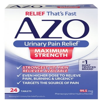 AZO Maximum Strength Urinary Pain , UTI Pain Reliever, 24 Ct