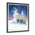 thumbnail image 2 of Designart Christmas Snowman With Cat Traditional Framed Wall Art, 2 of 4