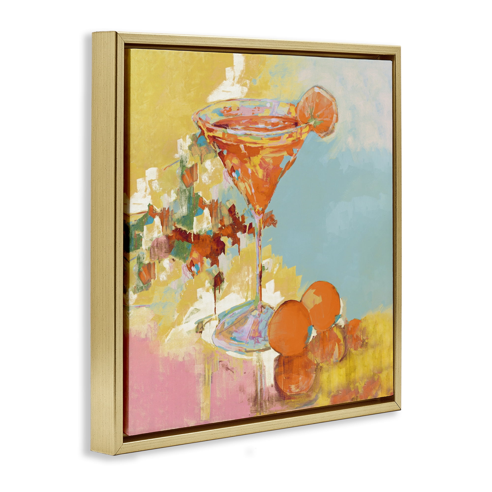 Stupell Industries Summer Citrus Martini Gold Framed Floater Canvas Wall Art, design by Jane Slivka