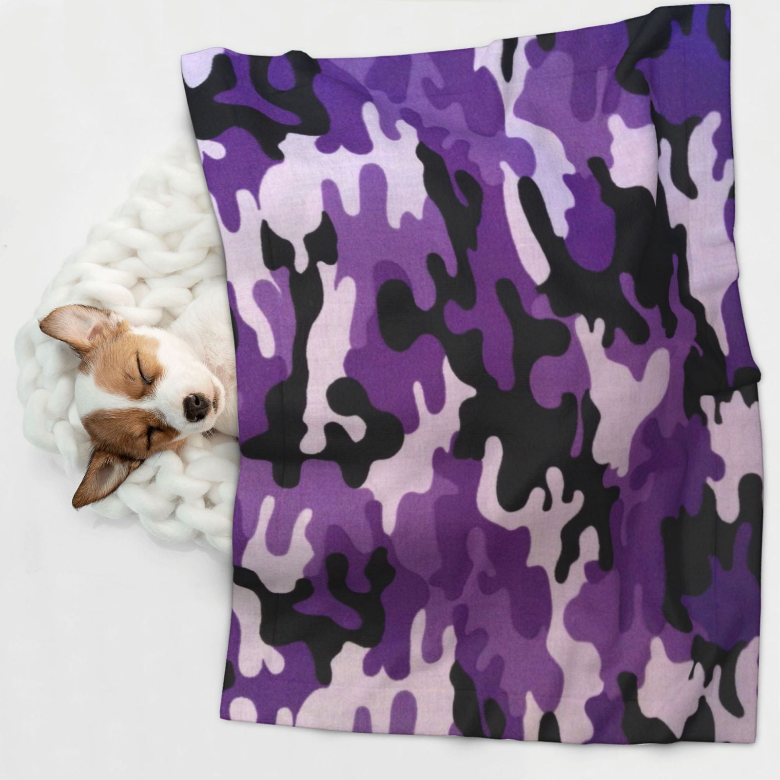 Green Camouflage Dog Blanket Soft Warm Flannel Cat Blanket Great Pet Throw for Cats Puppy Small Medium Large Dog