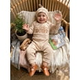 thumbnail image 4 of BemeyourBBs Newborn Baby Boy Little Brother Outfit Rib Knit Romper Letter Embroidered Long Sleeve Infant Spring Fall Winter Clothes Bodysuits Jumpsuits with Hat, 4 of 9