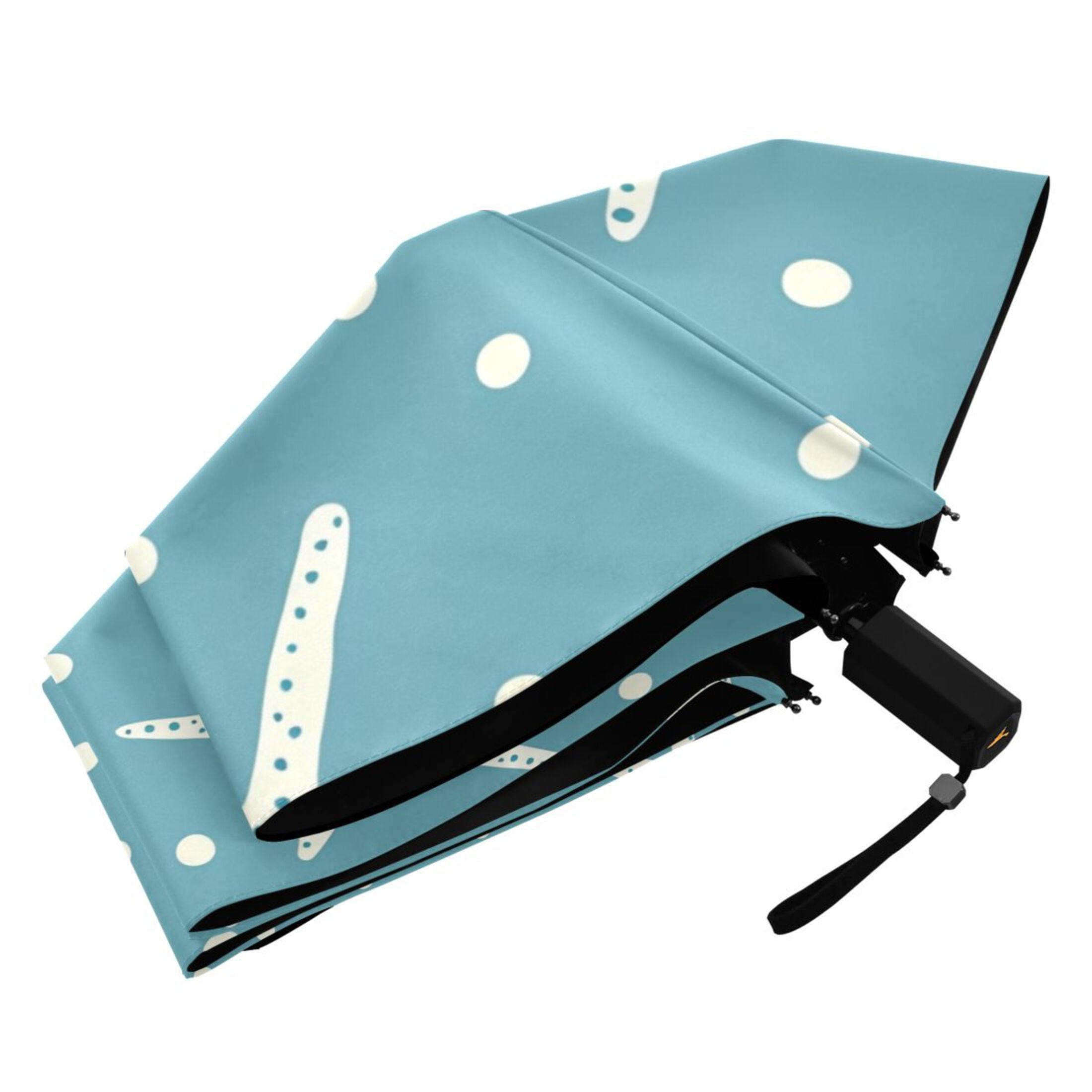 ALAZA Starfish Polka Dot UPF 50+ Compact Folding Umbrella for Rain Travel Umbrella Packable