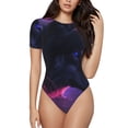 thumbnail image 1 of Balery Galactic Wolf Stare Body de cuello redondo de manga corta para mujer Tops de manga corta Tops básicos-Medium, 1 of 7