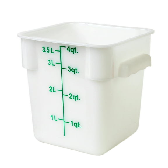Excellante 4 quart plastic square food storage containers - white, NSF certified, comes in each