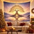 thumbnail image 3 of Glowing Tree on Island with Lake and Mountains Under Starry Sky, Mystical Fantasy for Nature Lovers, Mystical Wall Art Decor, Housewarming Gift, Tapestry Wall Hanging for Living Room and Bedroom, 3 of 7
