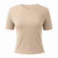 thumbnail image 5 of Riforla T-shirts for Women Fashion Tops for Women Fitted Short Sleeve Basic Tee Slim Fit Shirts Beige XL, 5 of 6