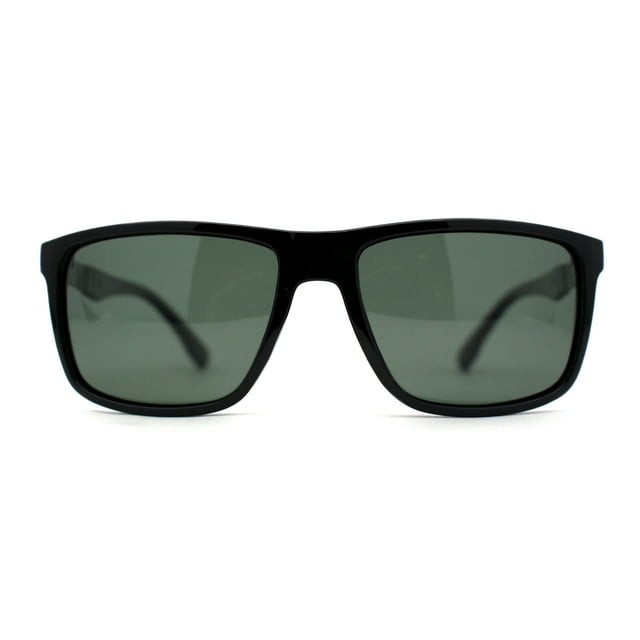 Polarized Gentlemens 90s Slick Sport Horn Rim Sunglasses Shiny Black Green