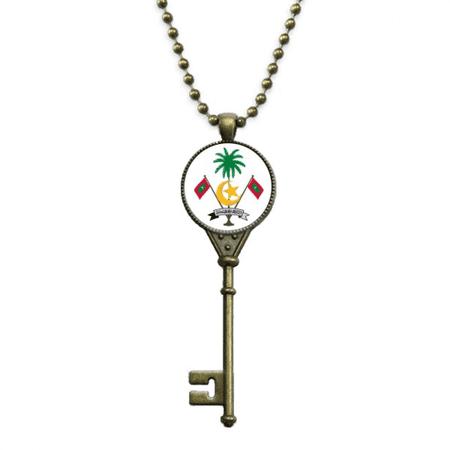 maldives asia national emblem key necklace pendant tray embellished chain