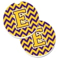 thumbnail image 1 of Lettre E Chevron Violet & Or Lot de 2 Tasses Porte-Voitures Coaster, 1 of 1